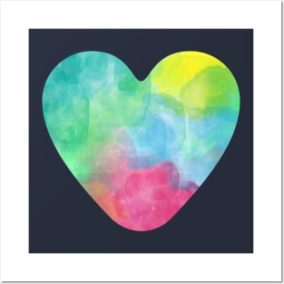 Rainbow Heart Watercolor Illustration Posters and Art